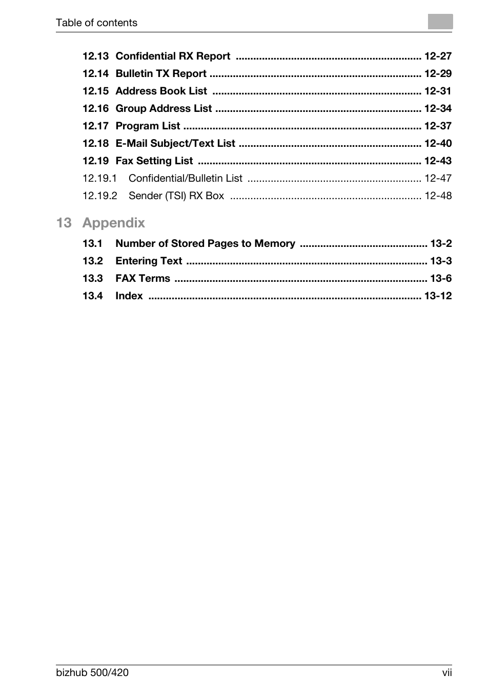 13 appendix | Konica Minolta bizhub 420 User Manual | Page 8 / 346