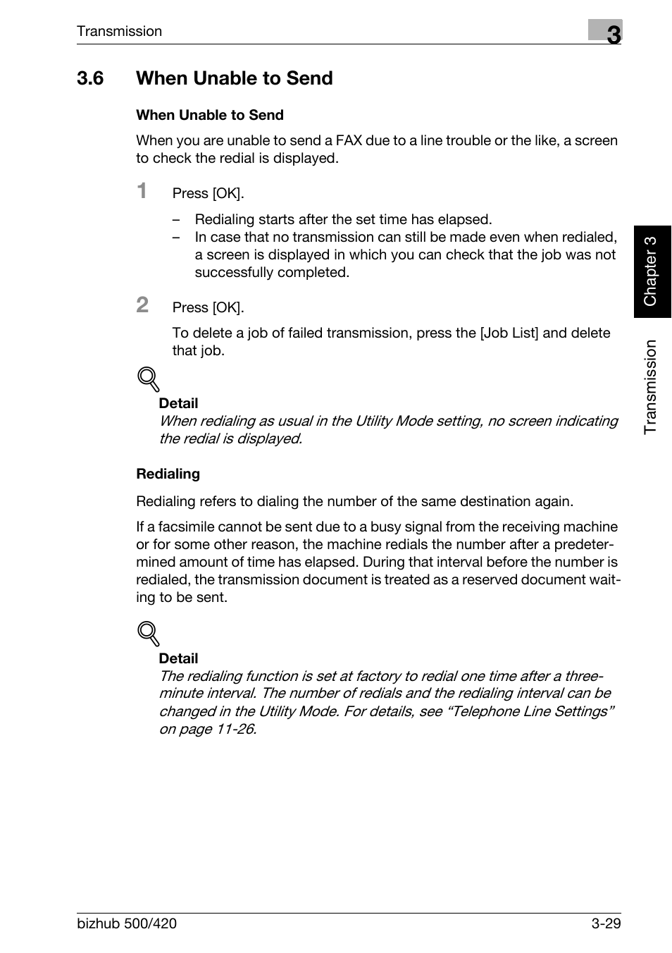 6 when unable to send, When unable to send, When unable to send -29 | Konica Minolta bizhub 420 User Manual | Page 80 / 346