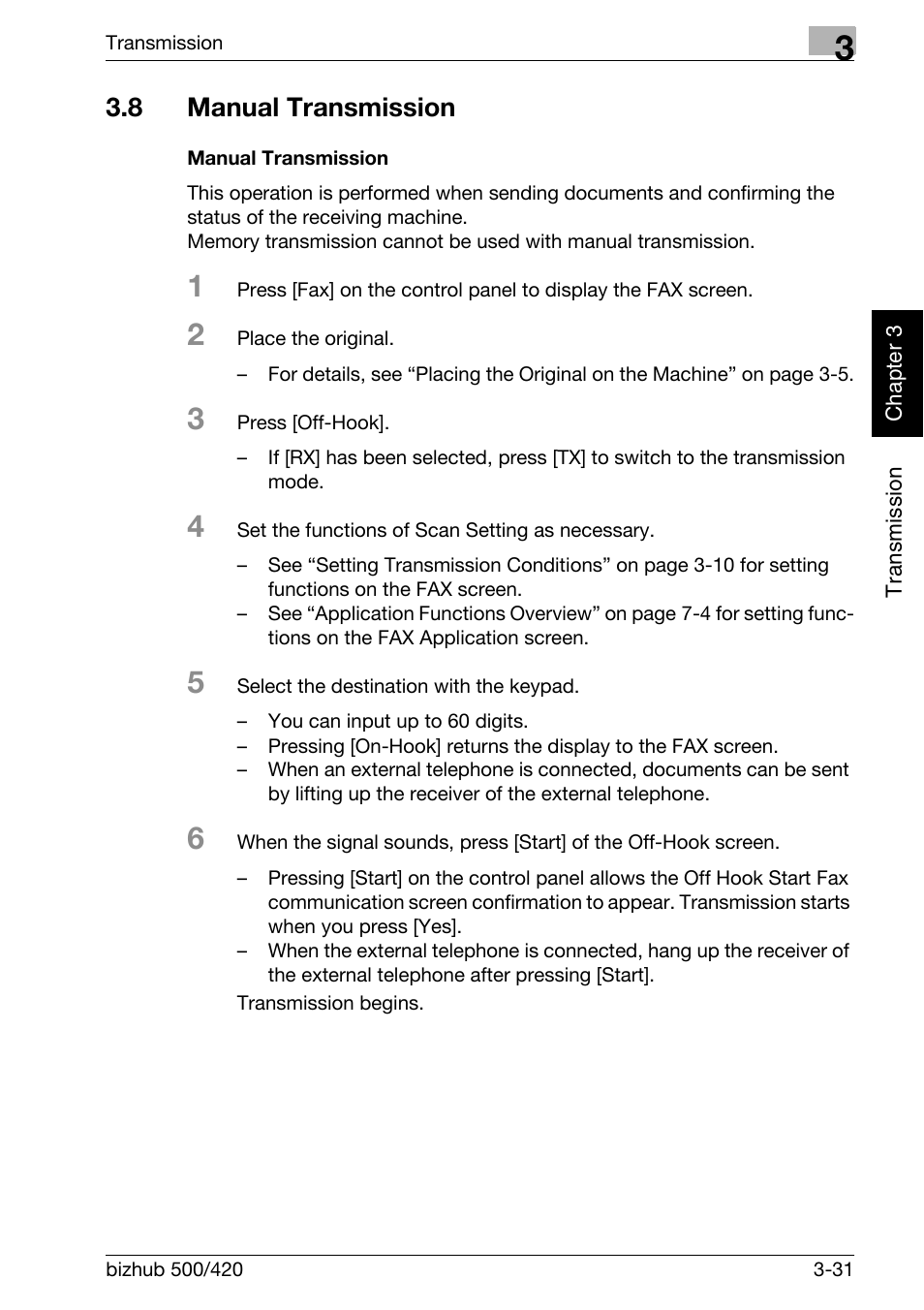 8 manual transmission, Manual transmission, Manual transmission -31 | Konica Minolta bizhub 420 User Manual | Page 82 / 346