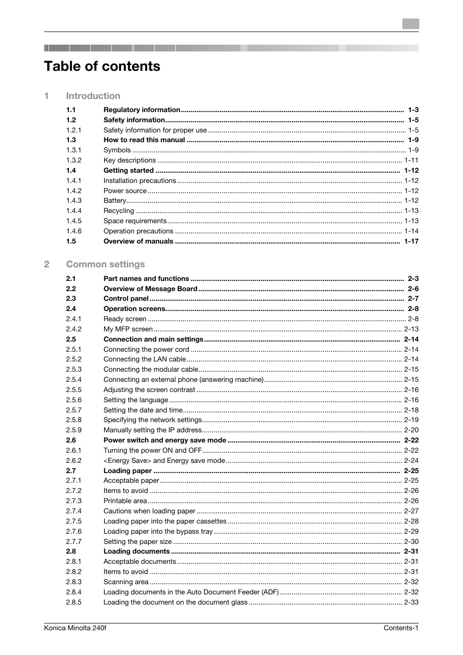 Konica Minolta Konica Minolta 240f User Manual | Page 3 / 140