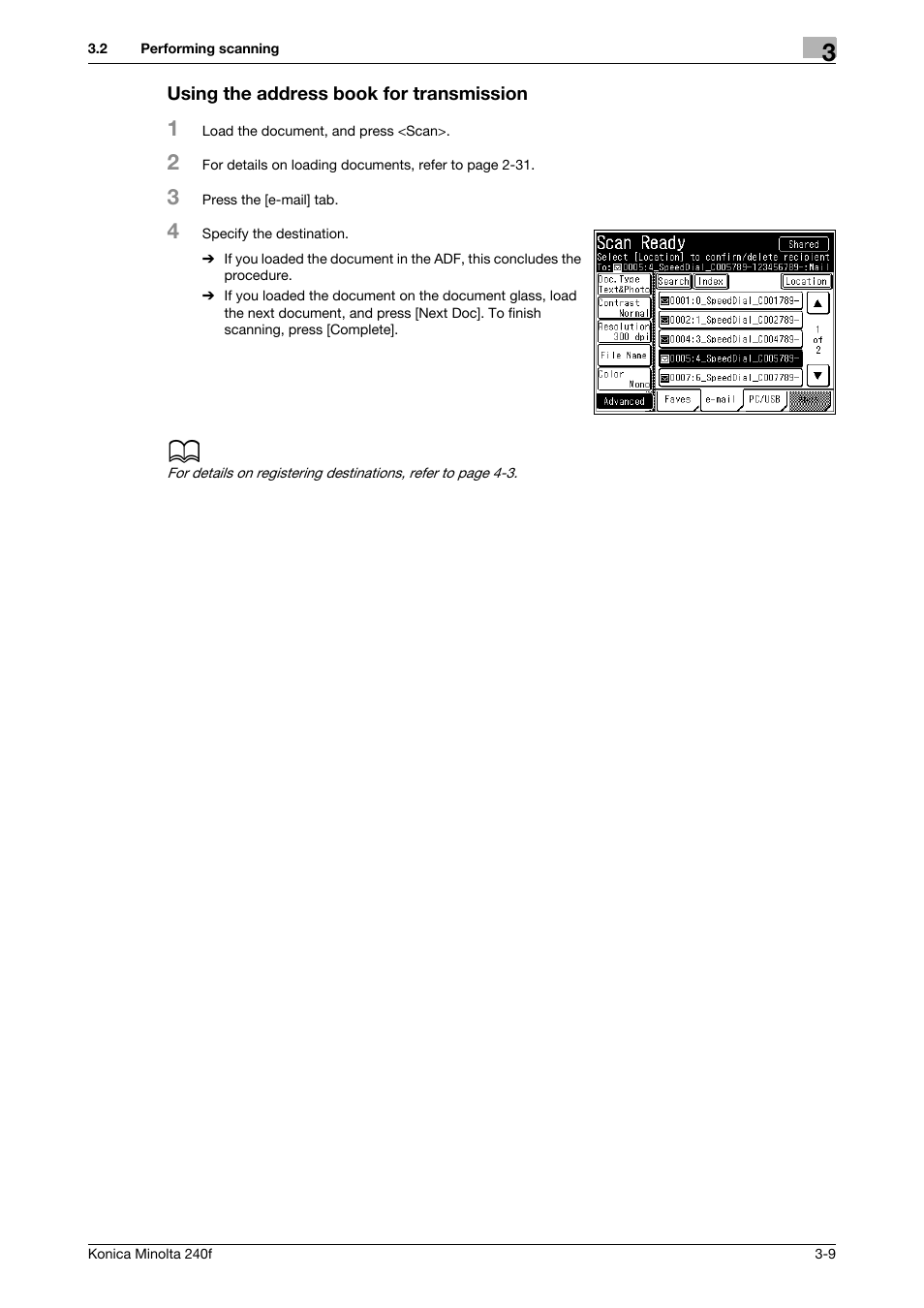 Using the address book for transmission | Konica Minolta Konica Minolta 240f User Manual | Page 67 / 140