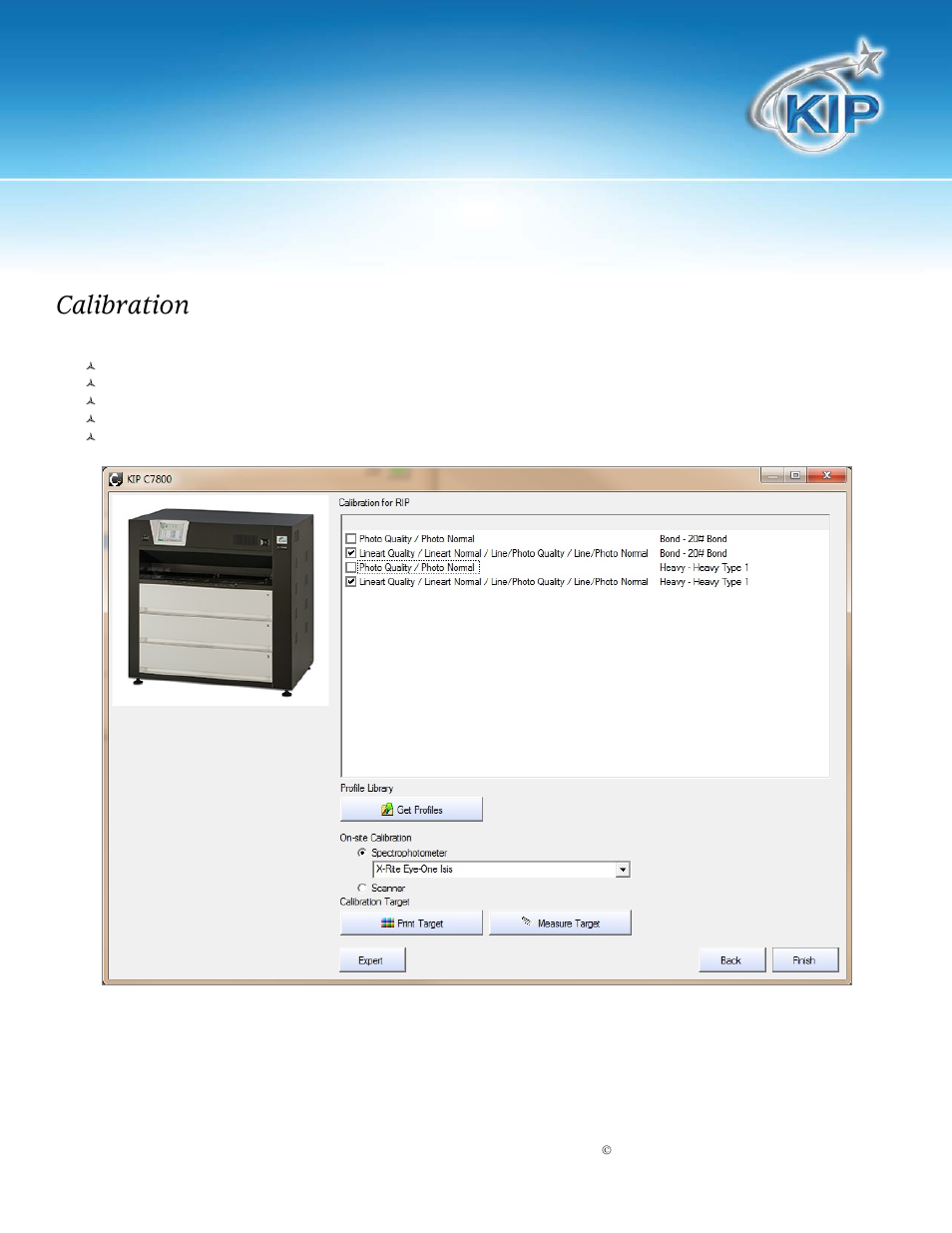 Calibration, Color calibration/linearization | Konica Minolta KIP Color 80 User Manual | Page 10 / 12