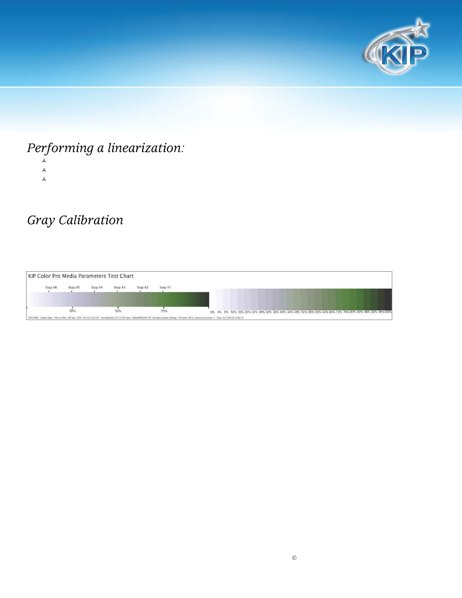 Performing a linearization, Gray calibration, Color calibration/linearization | Konica Minolta KIP Color 80 User Manual | Page 8 / 12