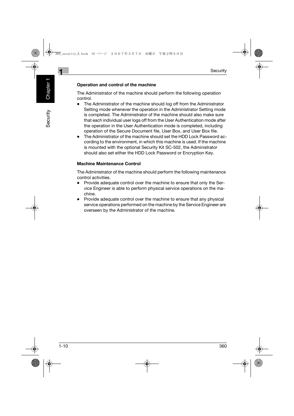 Operation and control of the machine, Machine maintenance control | Konica Minolta bizhub 360 User Manual | Page 17 / 194