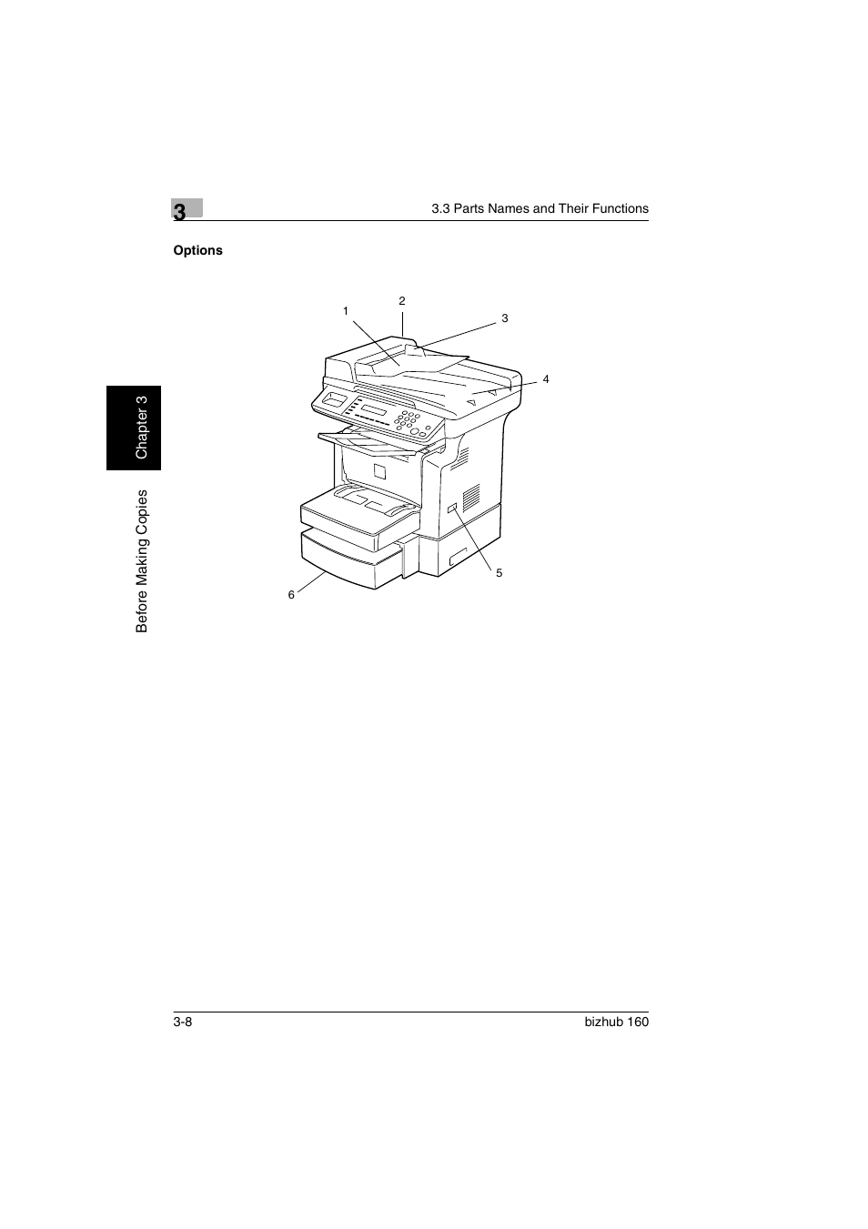 Options, Options -8 | Konica Minolta bizhub 160 User Manual | Page 39 / 150