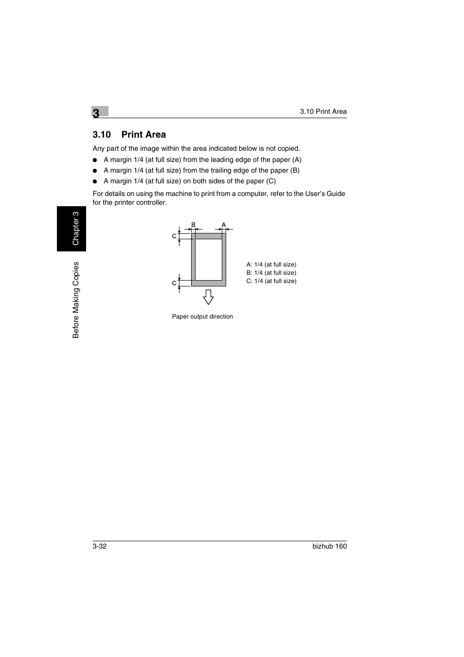 10 print area, Print area -32 | Konica Minolta bizhub 160 User Manual | Page 63 / 150