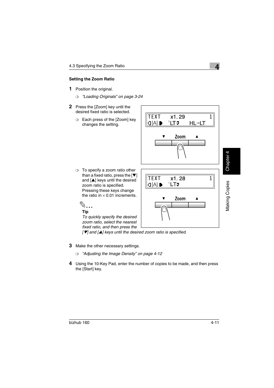 Setting the zoom ratio, Setting the zoom ratio -11 | Konica Minolta bizhub 160 User Manual | Page 74 / 150