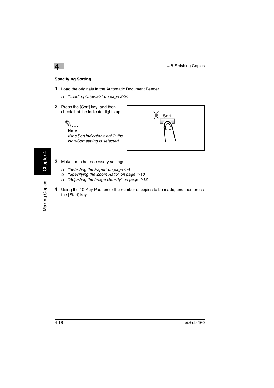 Specifying sorting, Specifying sorting -16 | Konica Minolta bizhub 160 User Manual | Page 79 / 150