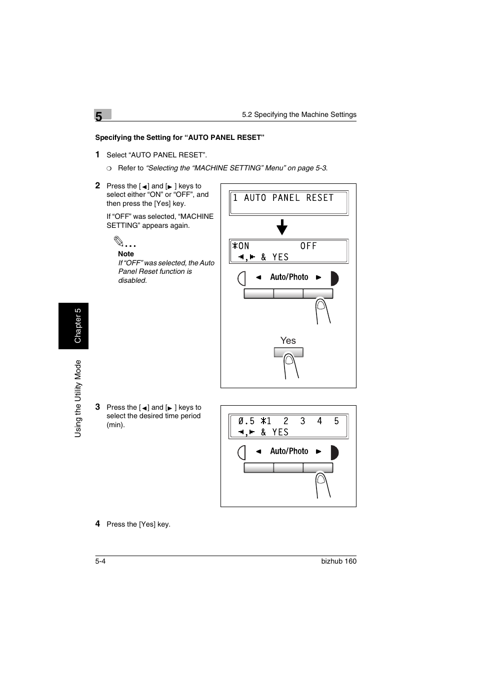 Specifying the setting for “auto panel reset, Specifying the setting for “auto panel reset” -4 | Konica Minolta bizhub 160 User Manual | Page 83 / 150