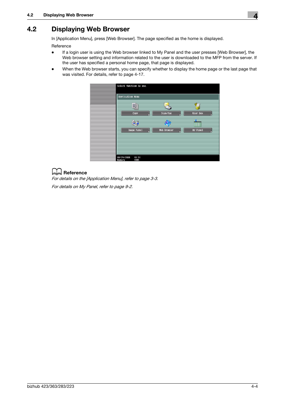 2 displaying web browser, Displaying web browser -4 | Konica Minolta BIZHUB 223 User Manual | Page 23 / 112