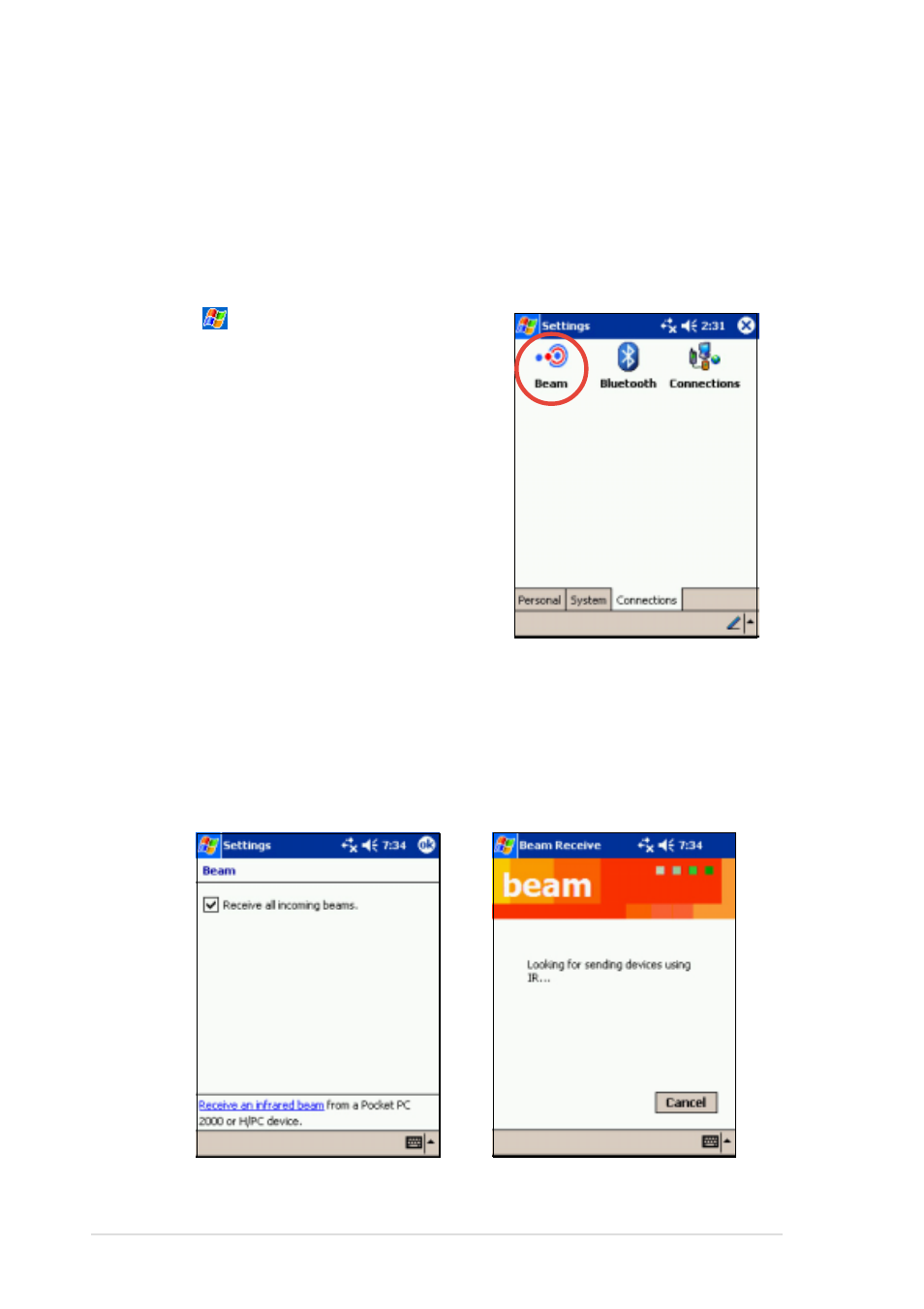 Infrared (ir) connection | Asus MyPal A620 User Manual | Page 128 / 136