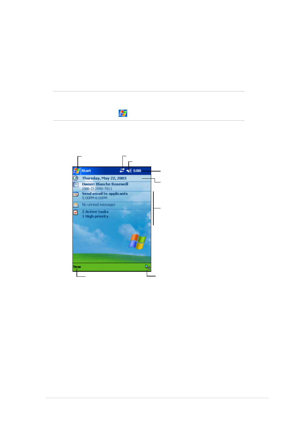 Basic screens on mypal, Today screen | Asus MyPal A620 User Manual | Page 15 / 136