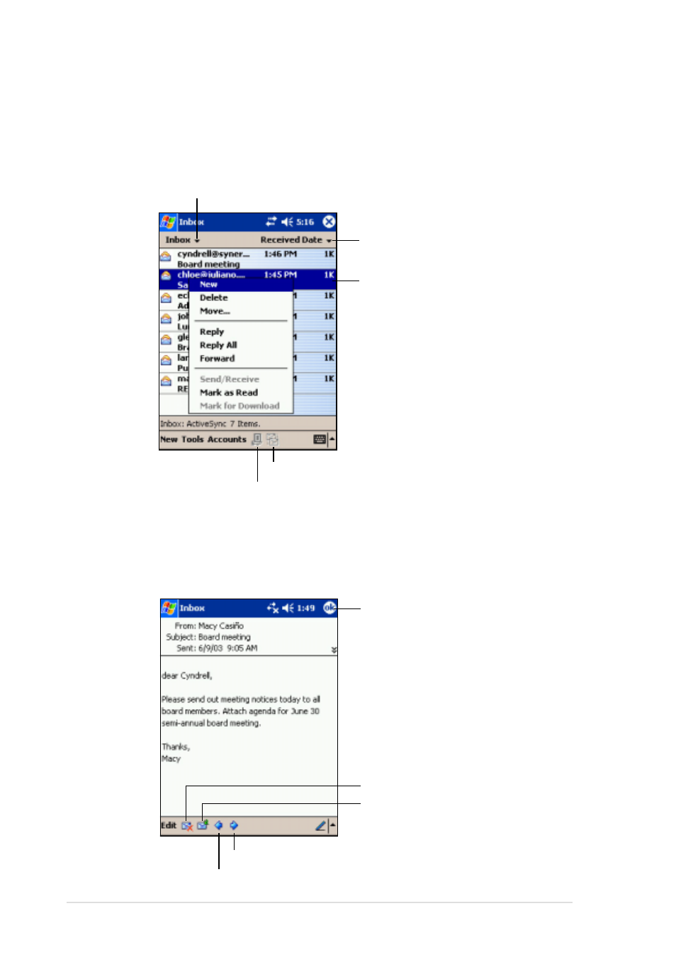 Using the message list, 14 chapter 4 | Asus MyPal A620 User Manual | Page 82 / 136