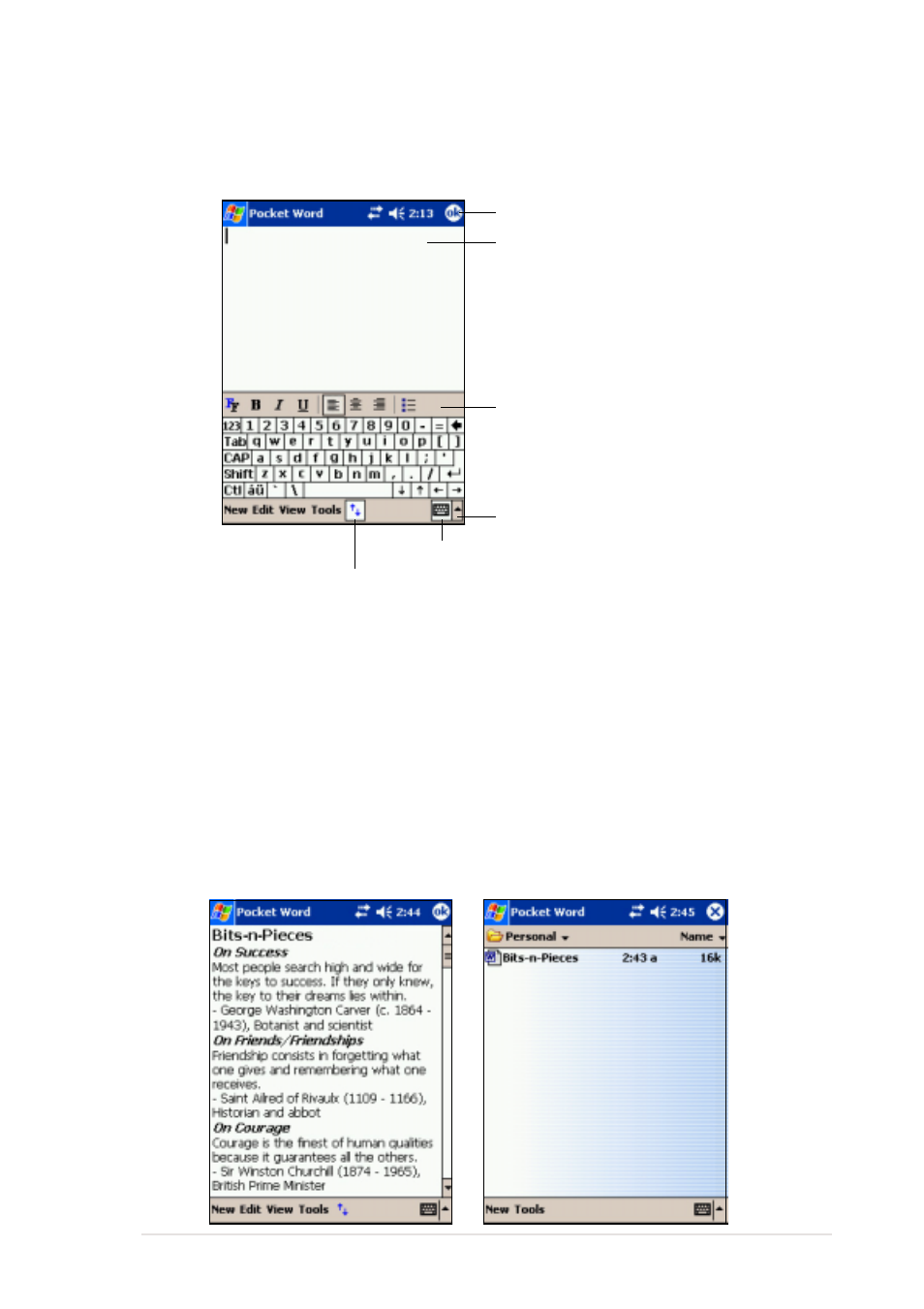 Saving pocket word documents | Asus MyPal A620 User Manual | Page 89 / 136