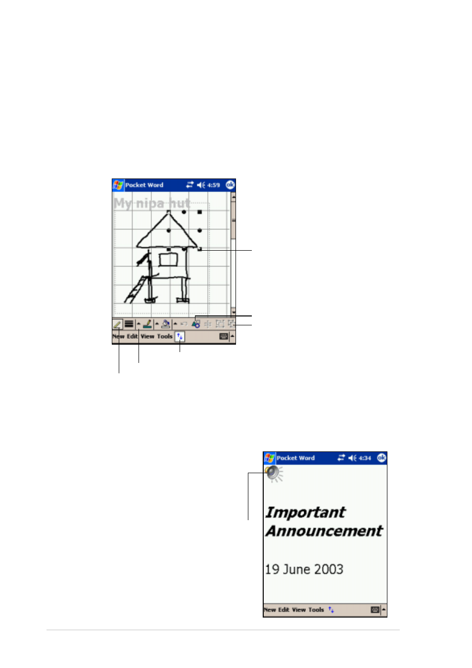 Drawing mode, Recording mode, 8 chapter 5 | Asus MyPal A620 User Manual | Page 94 / 136