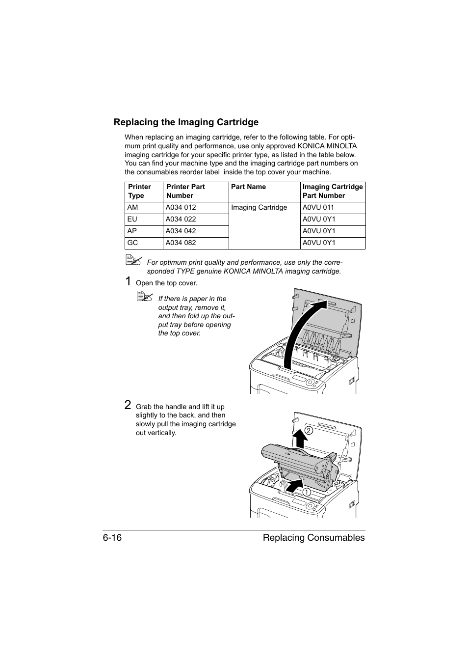 Replacing the imaging cartridge, Replacing the imaging cartridge -16 | Konica Minolta magicolor 1650EN User Manual | Page 107 / 191