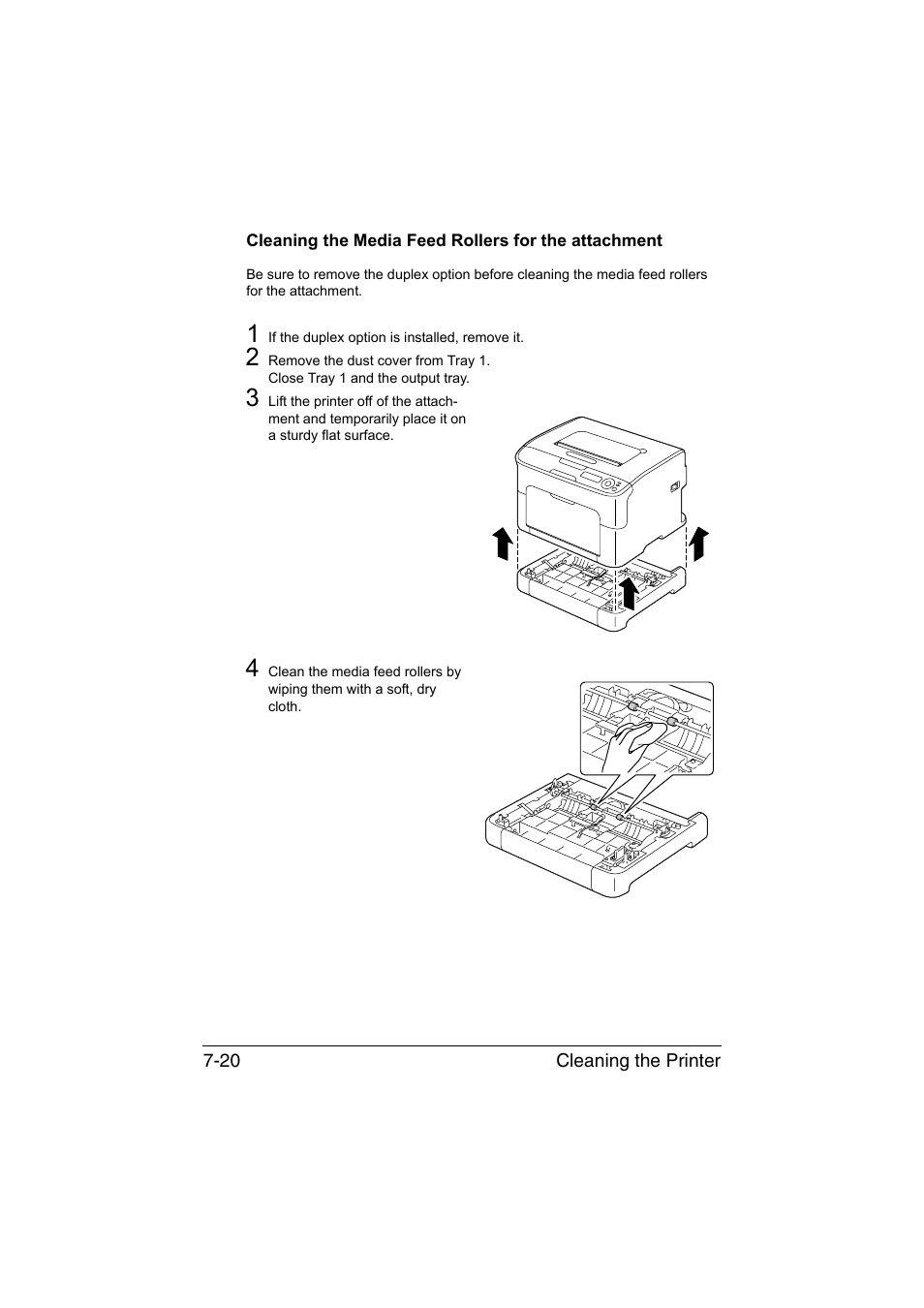 Cleaning the media feed rollers for the attachment | Konica Minolta magicolor 1650EN User Manual | Page 135 / 191