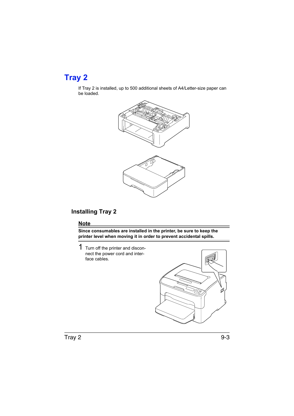 Tray 2, Installing tray 2, Tray 2 -3 | Installing tray 2 -3 | Konica Minolta magicolor 1650EN User Manual | Page 176 / 191