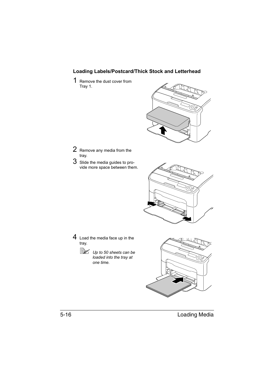 Loading labels/postcard/thick stock and letterhead | Konica Minolta magicolor 1650EN User Manual | Page 83 / 191