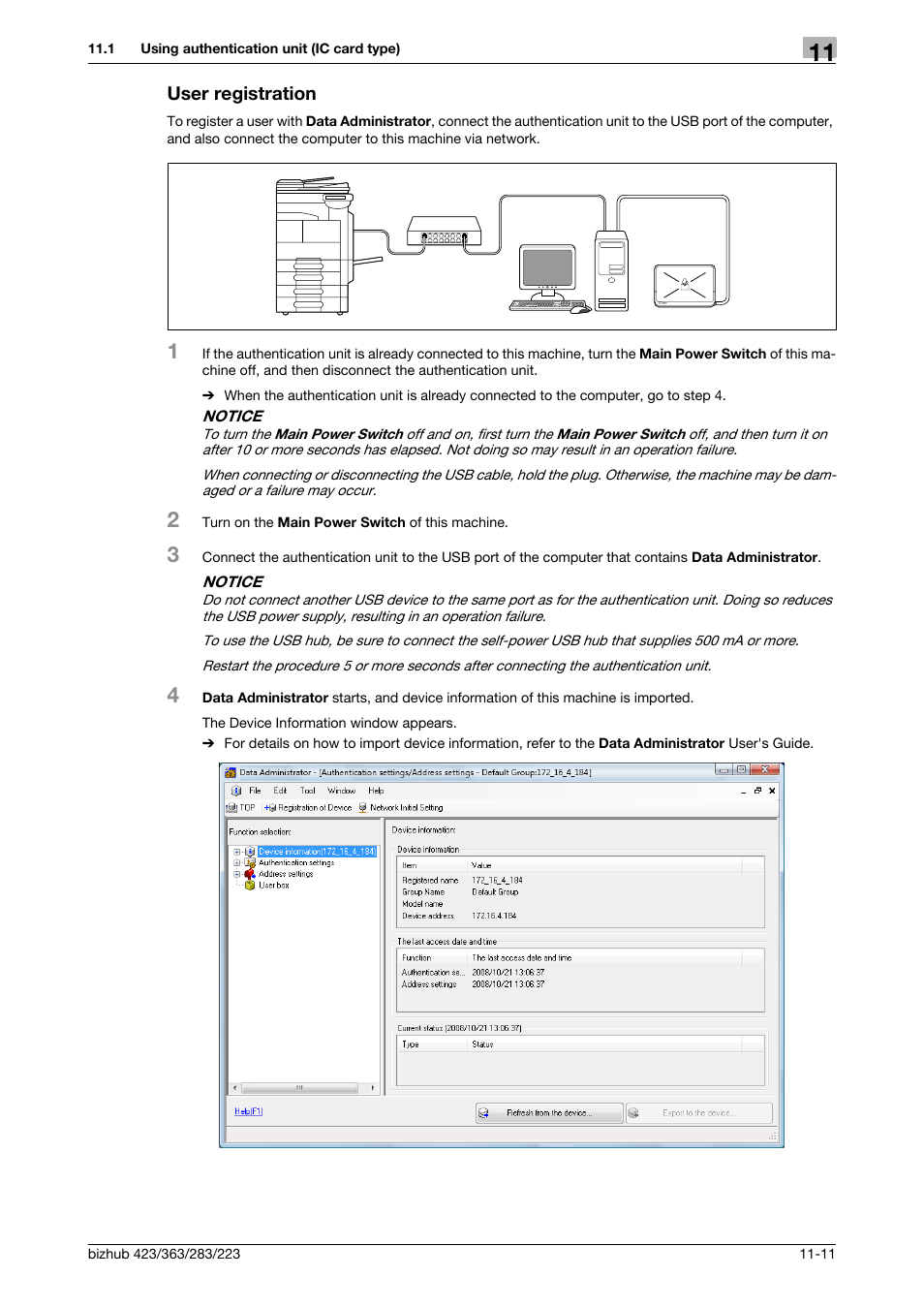 User registration, User registration -11 | Konica Minolta BIZHUB 223 User Manual | Page 234 / 266