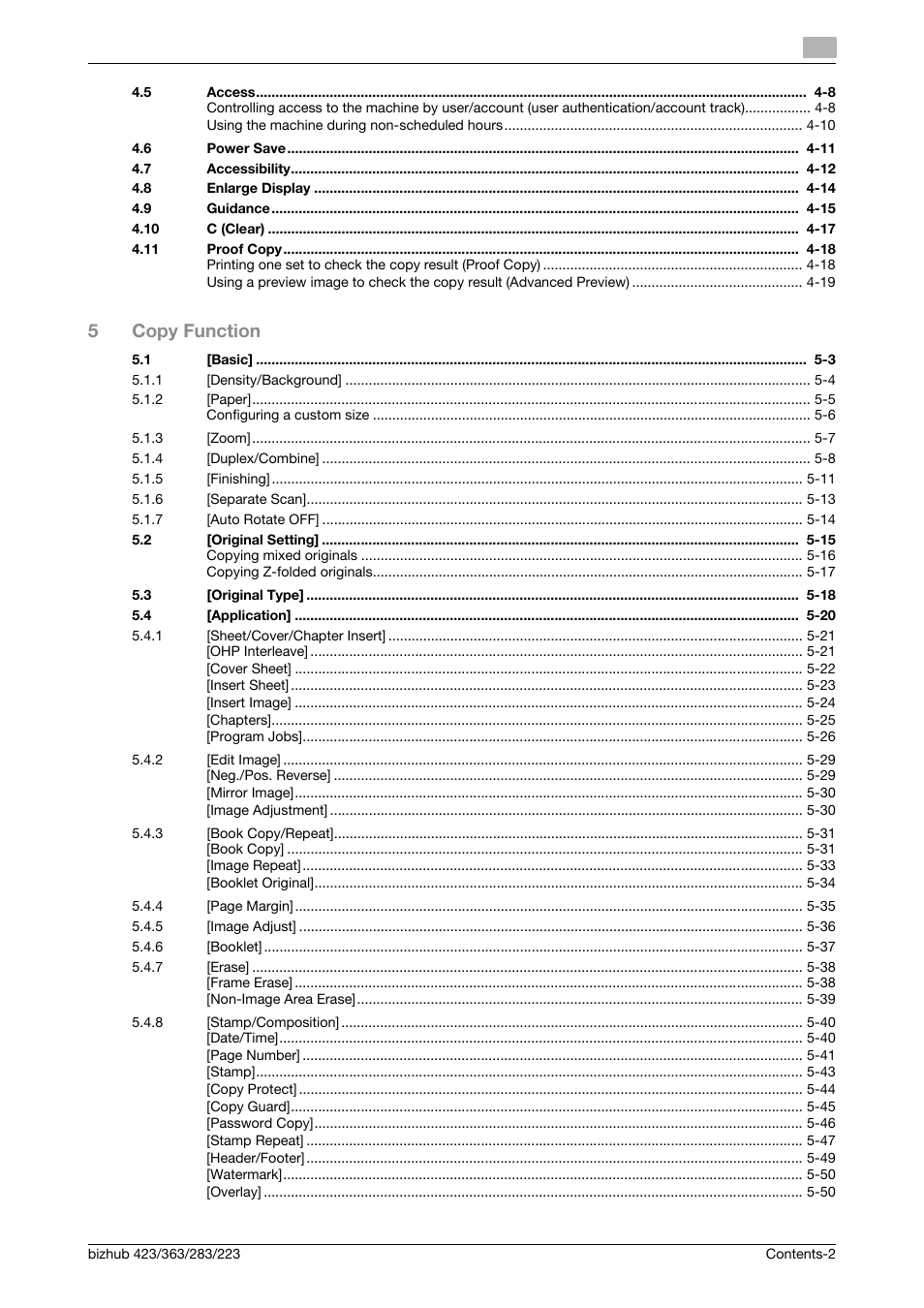 5copy function | Konica Minolta BIZHUB 223 User Manual | Page 3 / 266