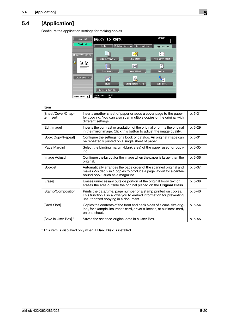 4 [application, Application] -20, P. 5-20 | Konica Minolta BIZHUB 223 User Manual | Page 76 / 266