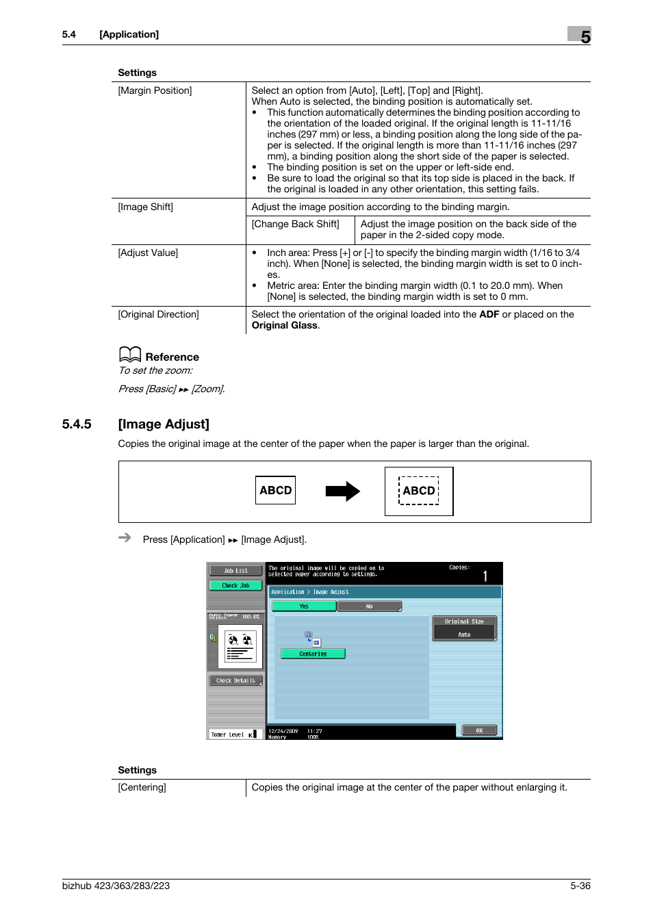 5 [image adjust, Image adjust] -36, P. 5-36 | Konica Minolta BIZHUB 223 User Manual | Page 92 / 266