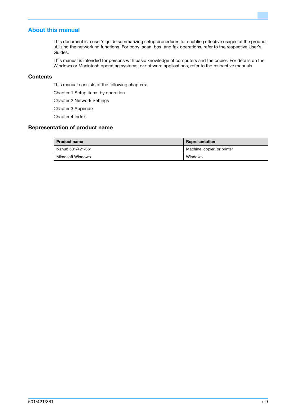 Konica Minolta bizhub 501 User Manual | Page 10 / 233