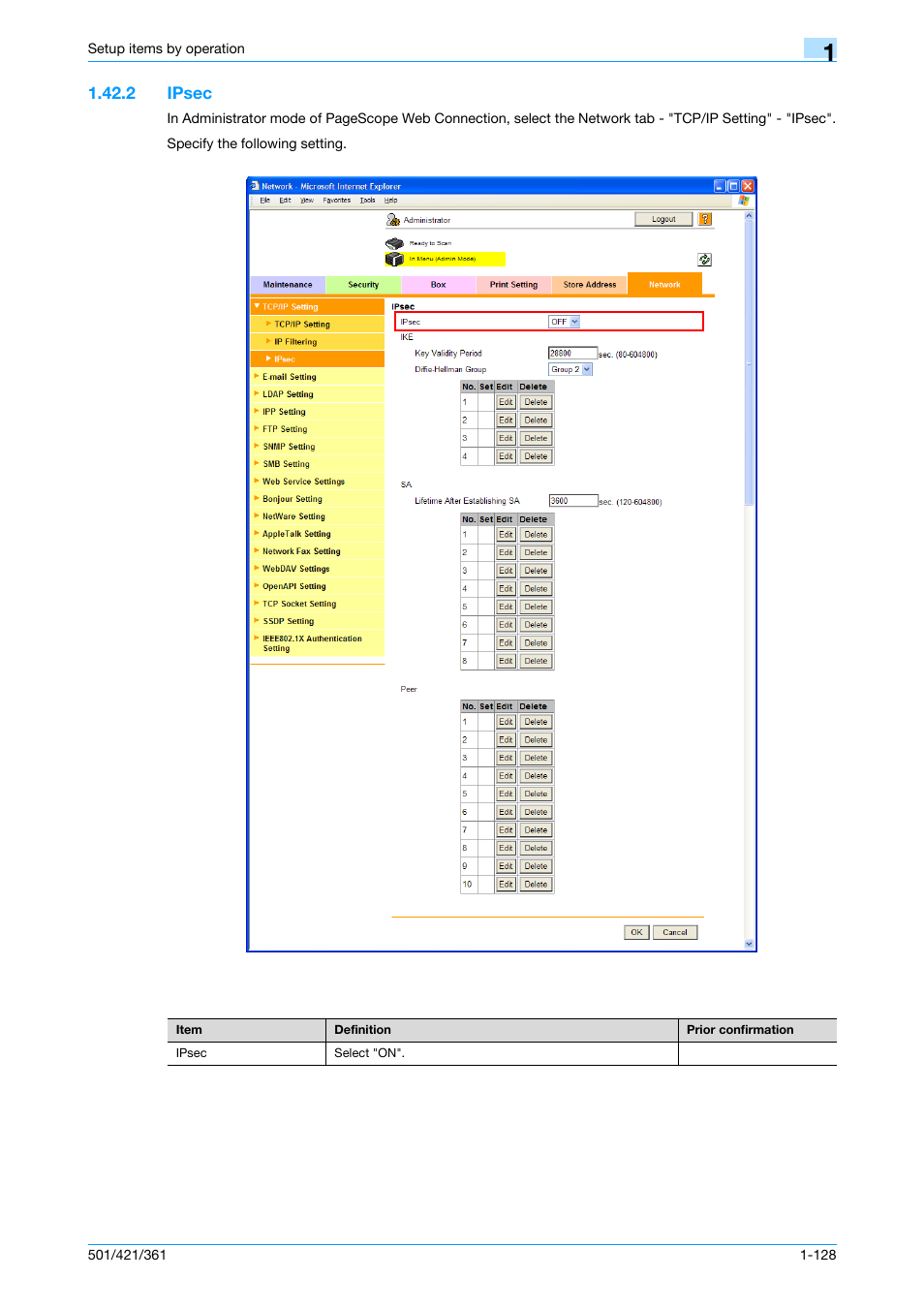 2 ipsec, Ipsec -128, Ipsec | Konica Minolta bizhub 501 User Manual | Page 141 / 233