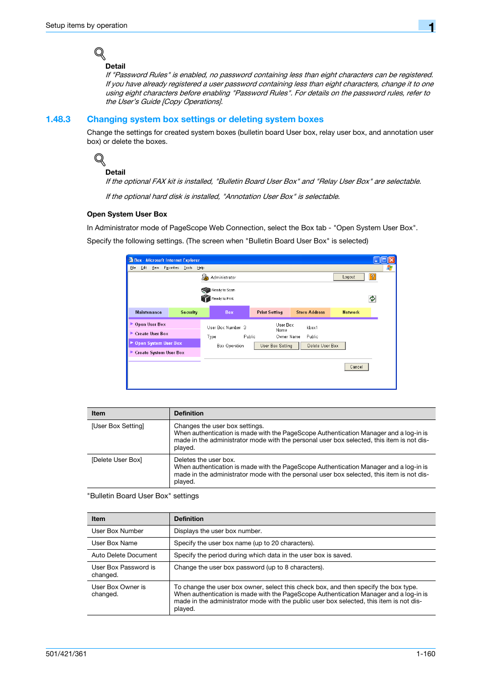 Open system user box | Konica Minolta bizhub 501 User Manual | Page 173 / 233