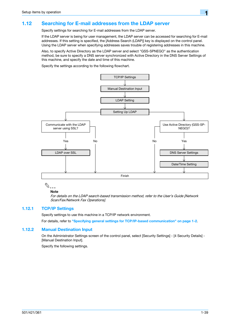 1 tcp/ip settings, 2 manual destination input, Tcp/ip settings -39 | Manual destination input -39 | Konica Minolta bizhub 501 User Manual | Page 52 / 233