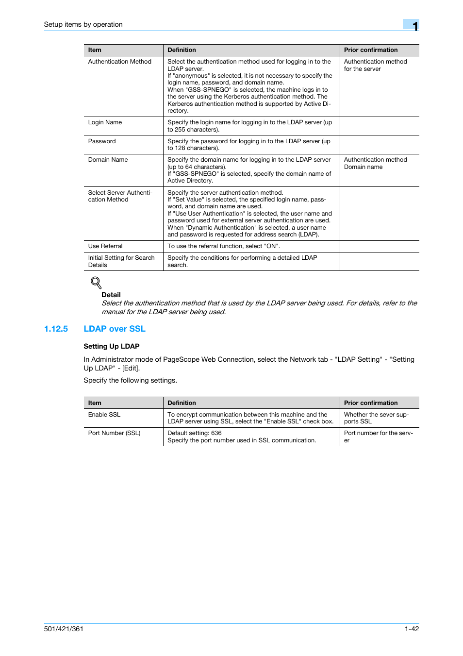5 ldap over ssl, Setting up ldap, Ldap over ssl -42 setting up ldap -42 | Ldap over ssl | Konica Minolta bizhub 501 User Manual | Page 55 / 233