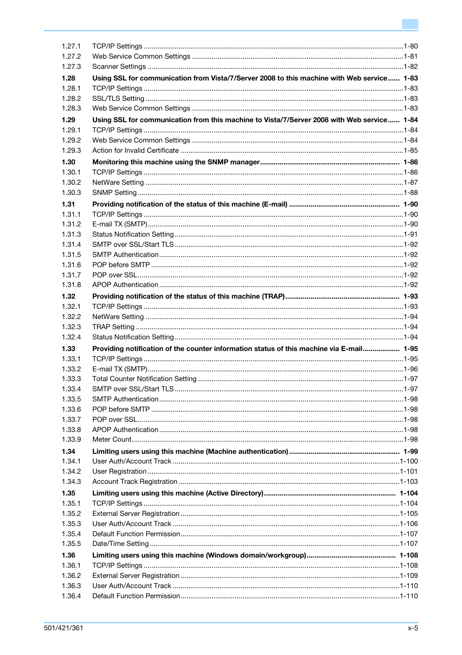 Konica Minolta bizhub 501 User Manual | Page 6 / 233