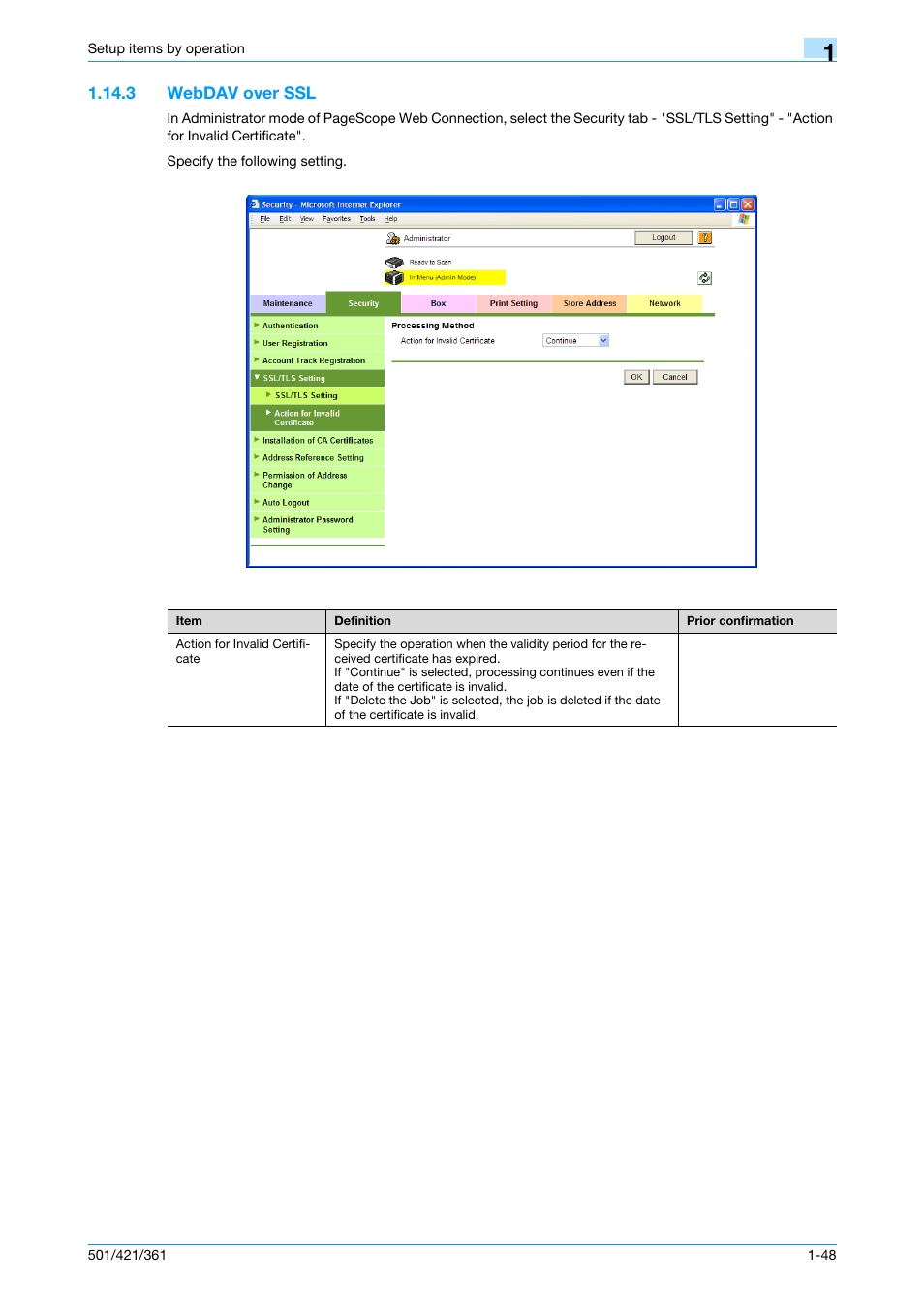 3 webdav over ssl, Webdav over ssl -48, Webdav over ssl | Konica Minolta bizhub 501 User Manual | Page 61 / 233