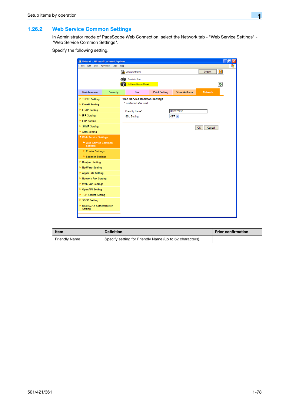 2 web service common settings, Web service common settings -78, Web service common settings | Konica Minolta bizhub 501 User Manual | Page 91 / 233