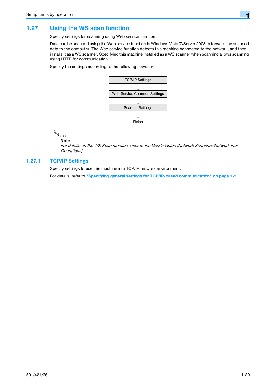 27 using the ws scan function, 1 tcp/ip settings, Using the ws scan function -80 | Tcp/ip settings -80 | Konica Minolta bizhub 501 User Manual | Page 93 / 233