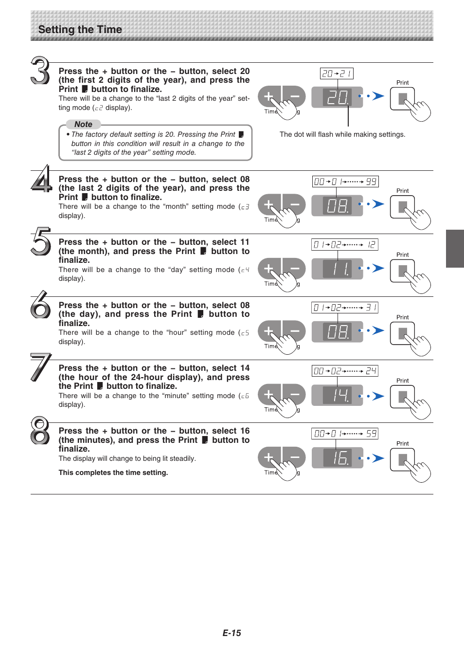 Setting the time | Konica Minolta magicolor plus User Manual | Page 15 / 37