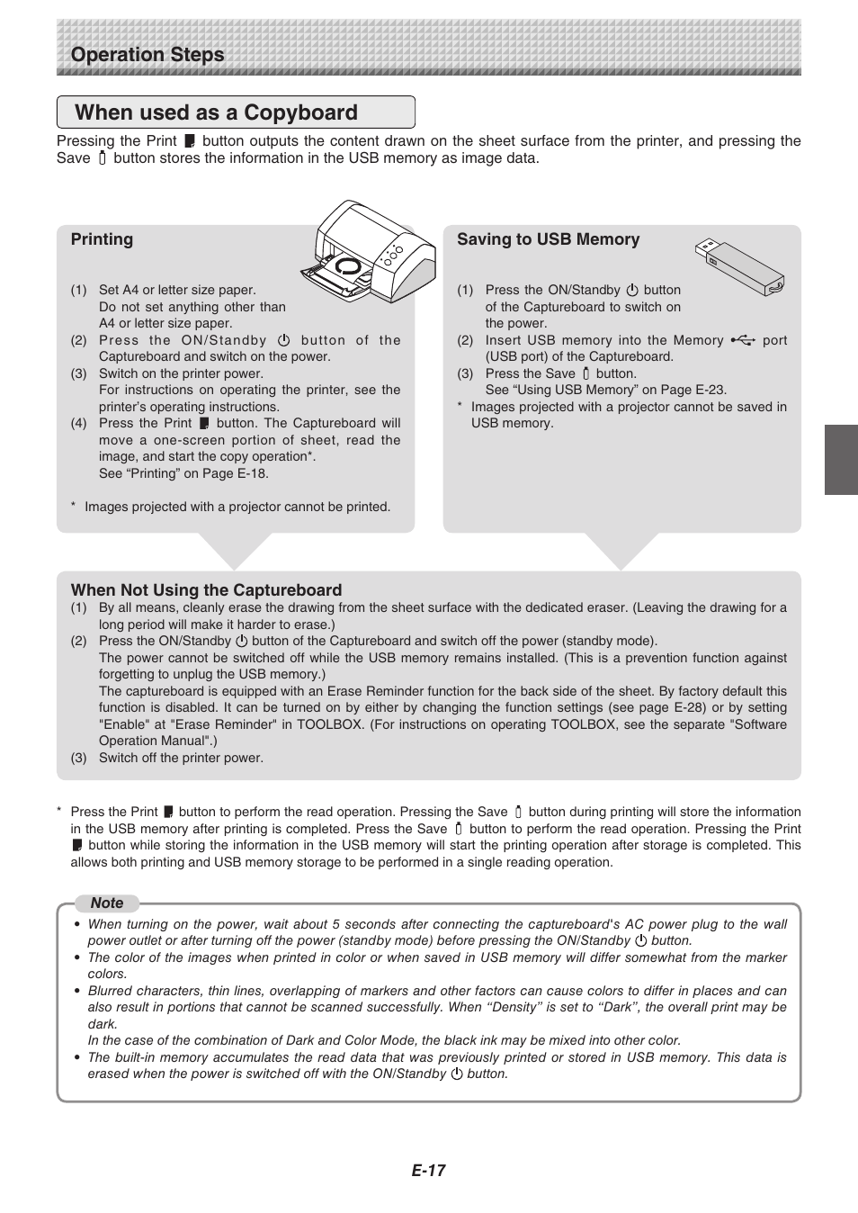 When used as a copyboard, Operation steps | Konica Minolta magicolor plus User Manual | Page 17 / 37