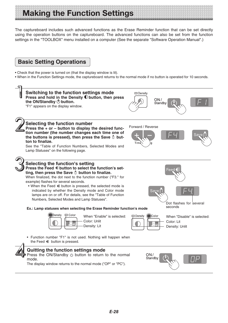 Making the function settings, Basic setting operations | Konica Minolta magicolor plus User Manual | Page 28 / 37