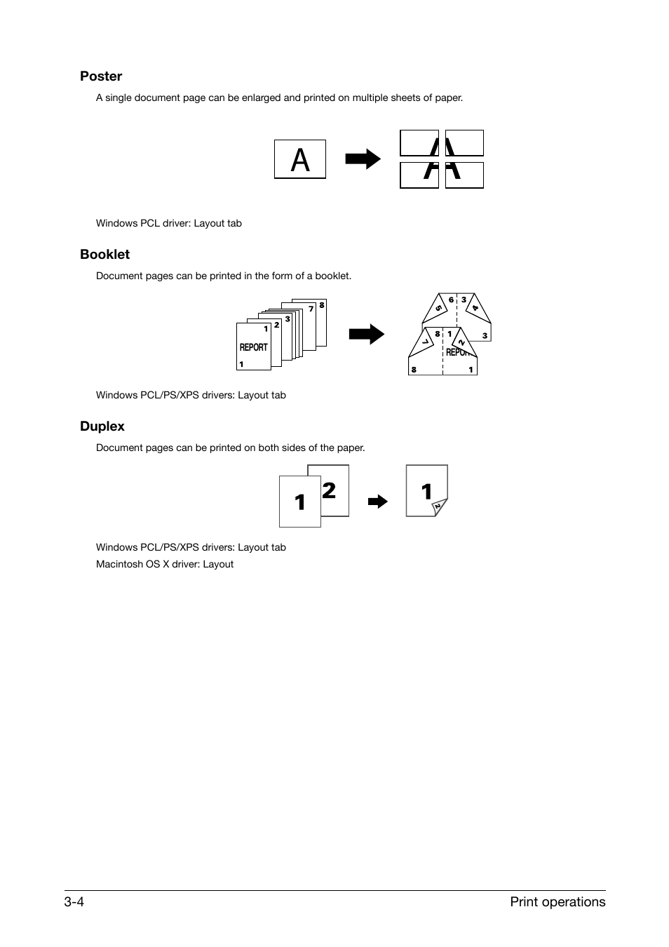 Poster, Booklet, Duplex | Poster -4 booklet -4 duplex -4 | Konica Minolta bizhub C25 User Manual | Page 18 / 39