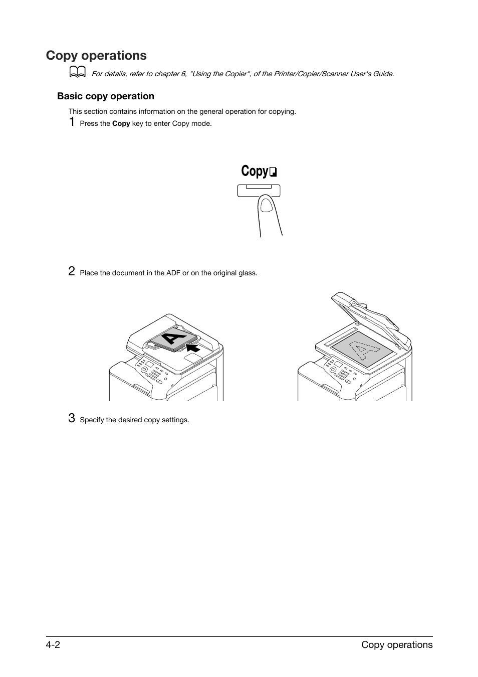 Copy operations, Basic copy operation, Copy operations -2 | Basic copy operation -2 | Konica Minolta bizhub C25 User Manual | Page 22 / 39