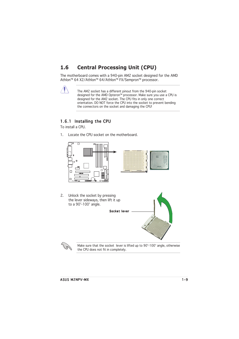 6 central processing unit (cpu) | Asus M2NPV-MX User Manual | Page 19 / 96