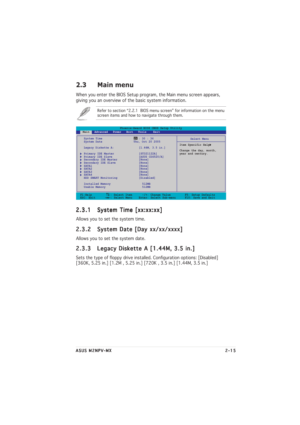 3 main menu | Asus M2NPV-MX User Manual | Page 59 / 96