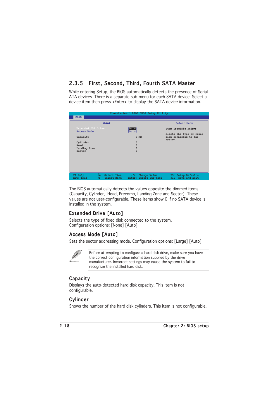 Extended drive [auto, Access mode [auto, Capacity | Cylinder | Asus M2NPV-MX User Manual | Page 62 / 96