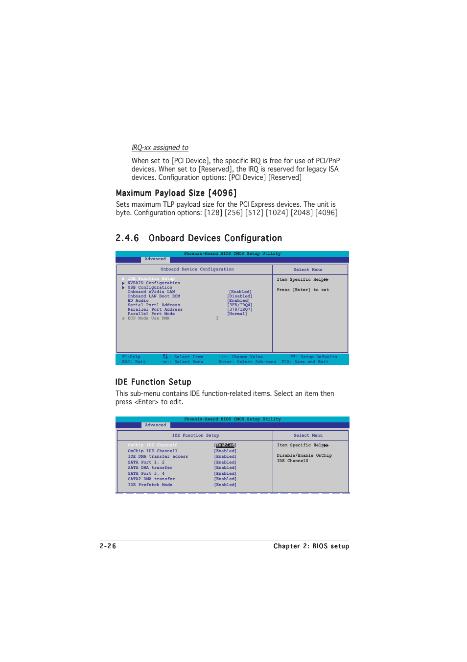 Maximum payload size [4096, Ide function setup | Asus M2NPV-MX User Manual | Page 70 / 96