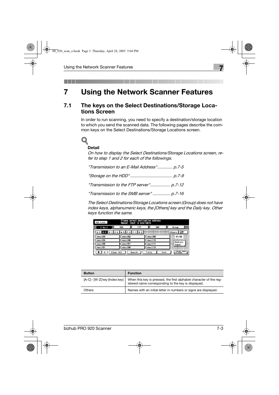 Using the network scanner features, 7using the network scanner features | Konica Minolta bizhub PRO 920 User Manual | Page 102 / 178