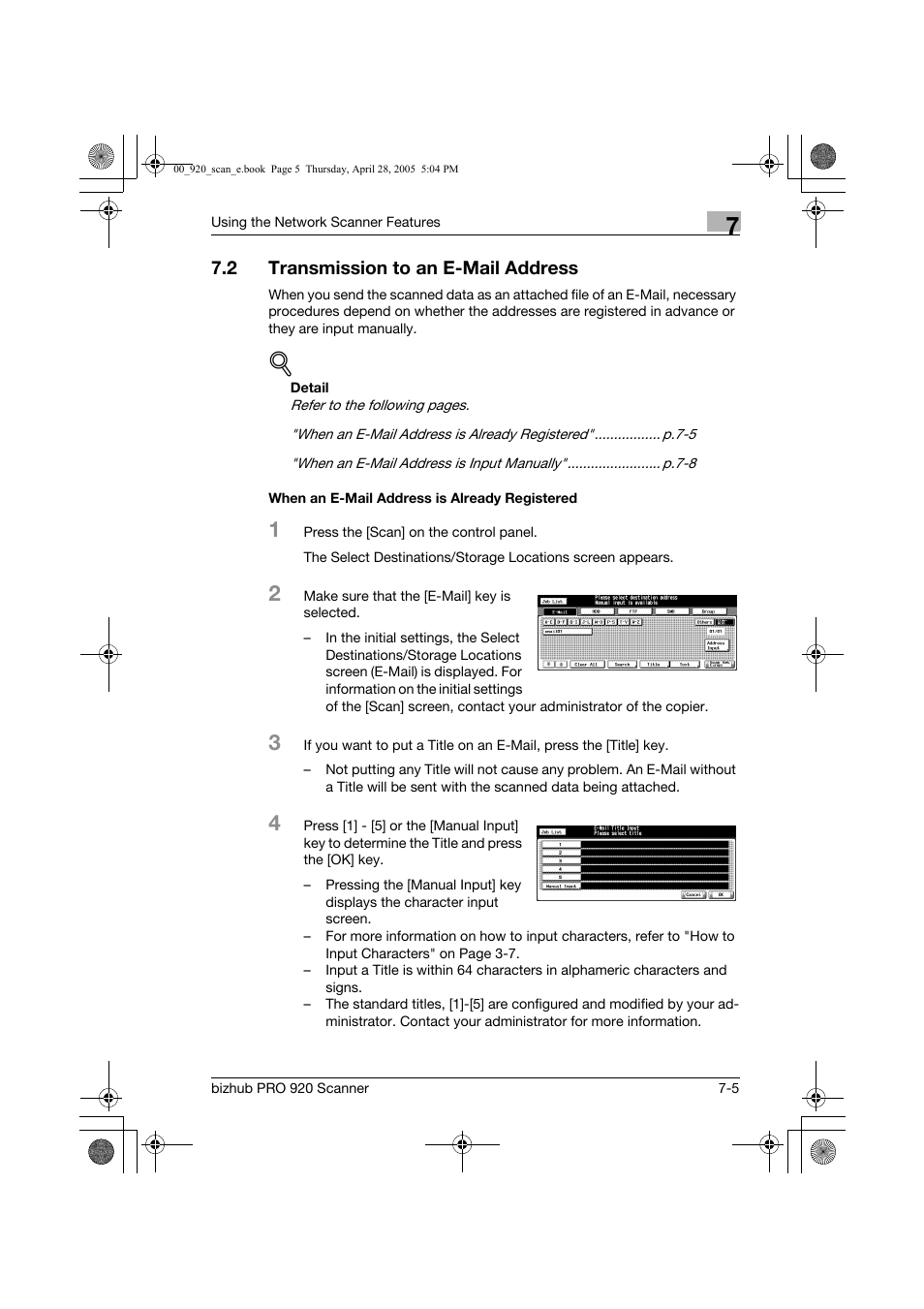 2 transmission to an e-mail address | Konica Minolta bizhub PRO 920 User Manual | Page 104 / 178