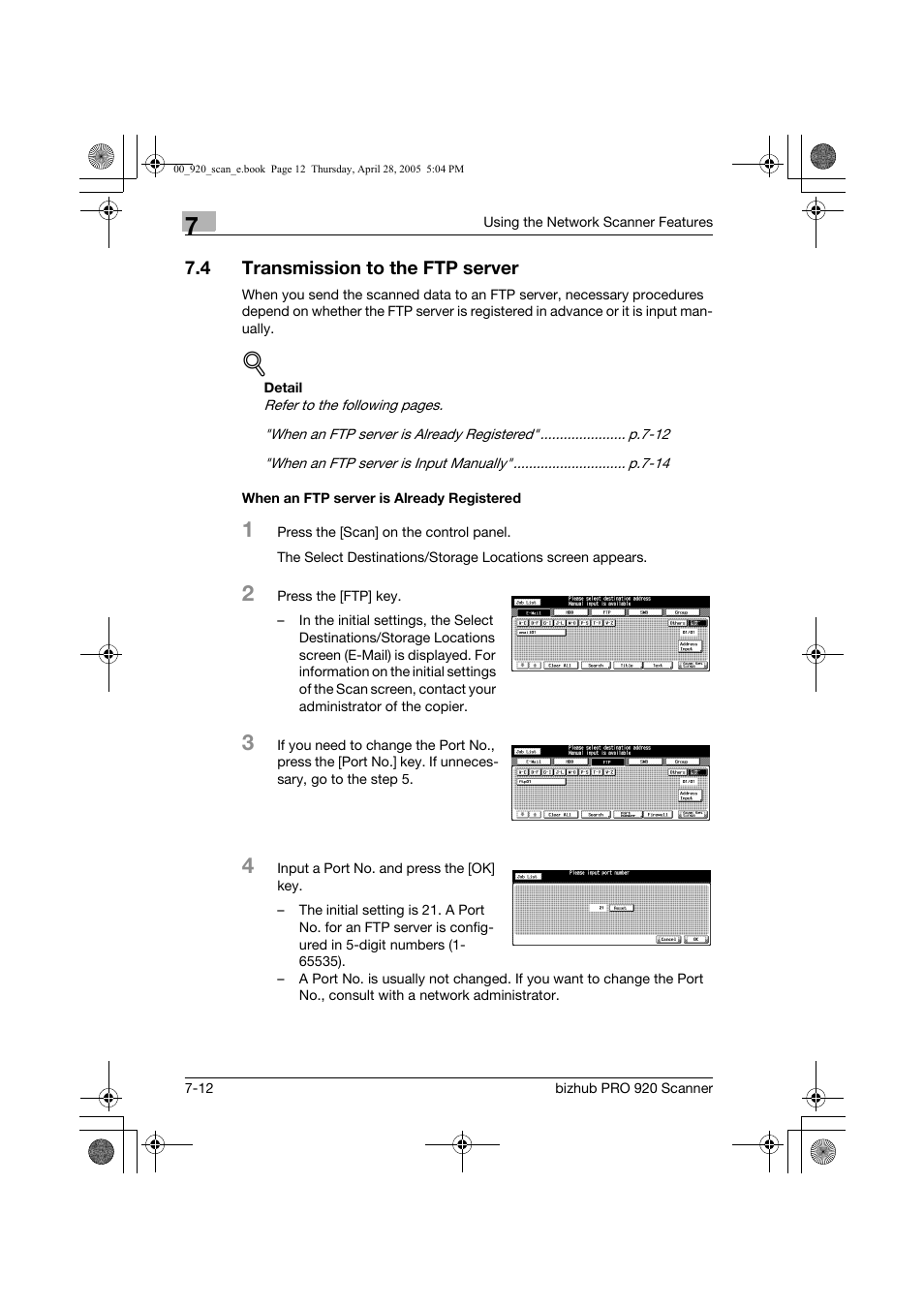 4 transmission to the ftp server | Konica Minolta bizhub PRO 920 User Manual | Page 111 / 178