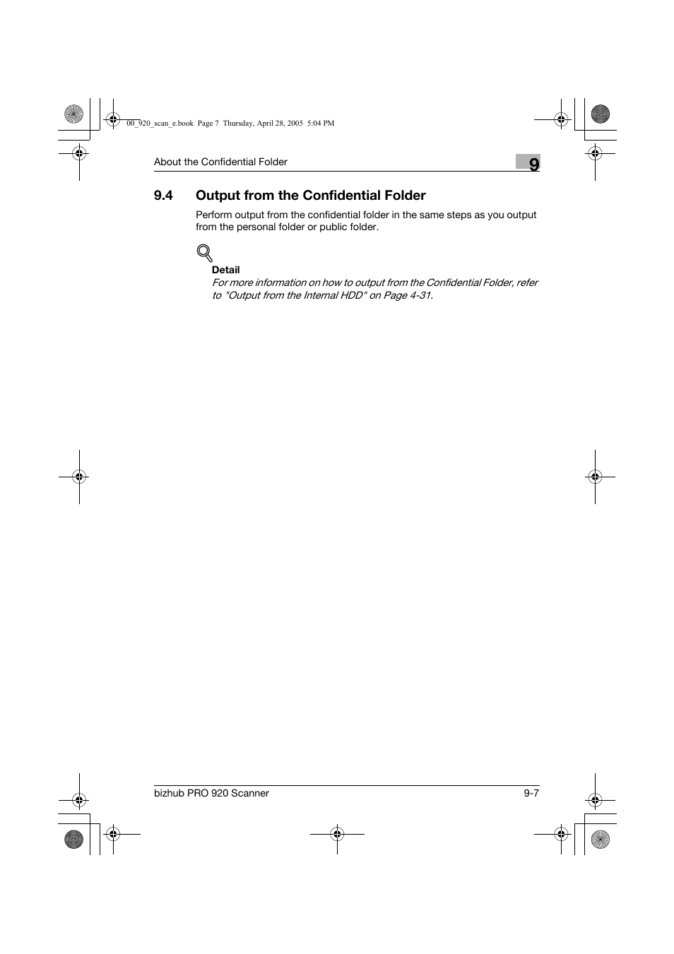 4 output from theconfidential folder | Konica Minolta bizhub PRO 920 User Manual | Page 146 / 178