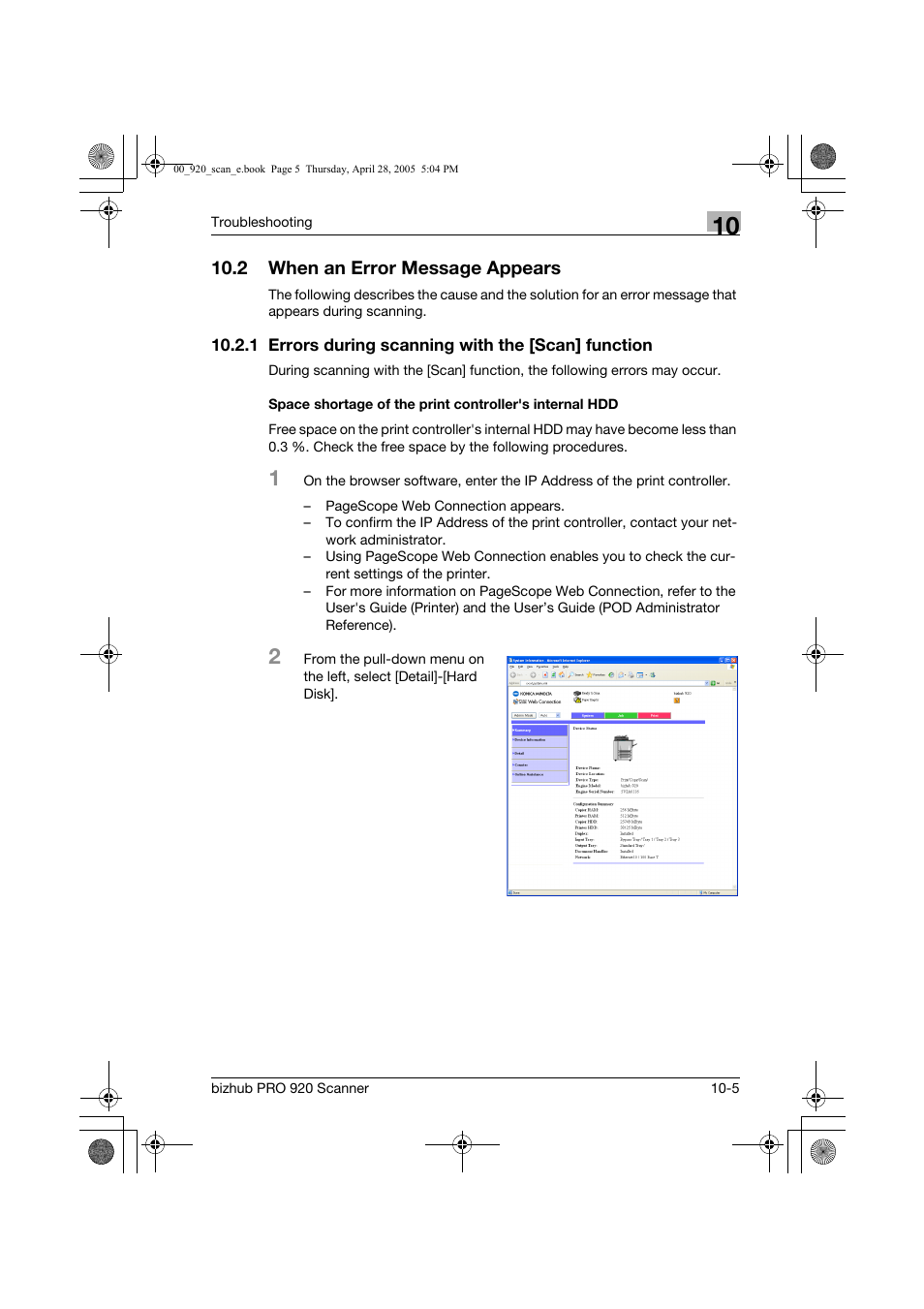 2 when an error message appears | Konica Minolta bizhub PRO 920 User Manual | Page 152 / 178